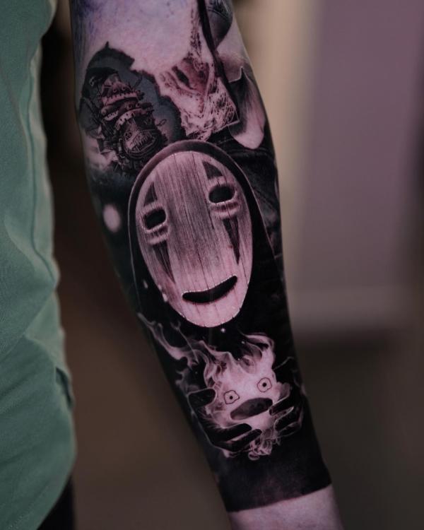 No face forearm tattoo