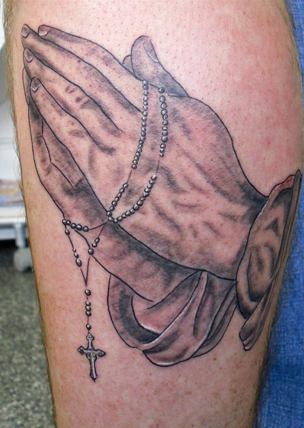 Praying Hands with rosary tattoo