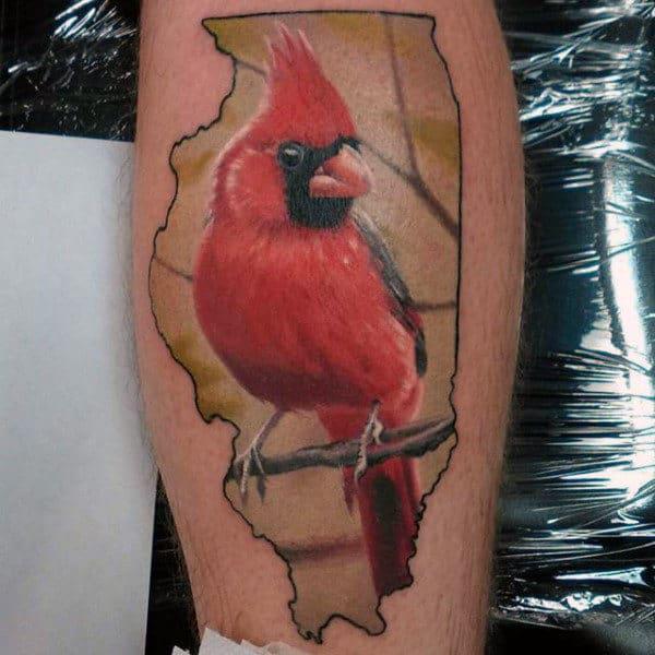 Realistic red cardinal tattoo