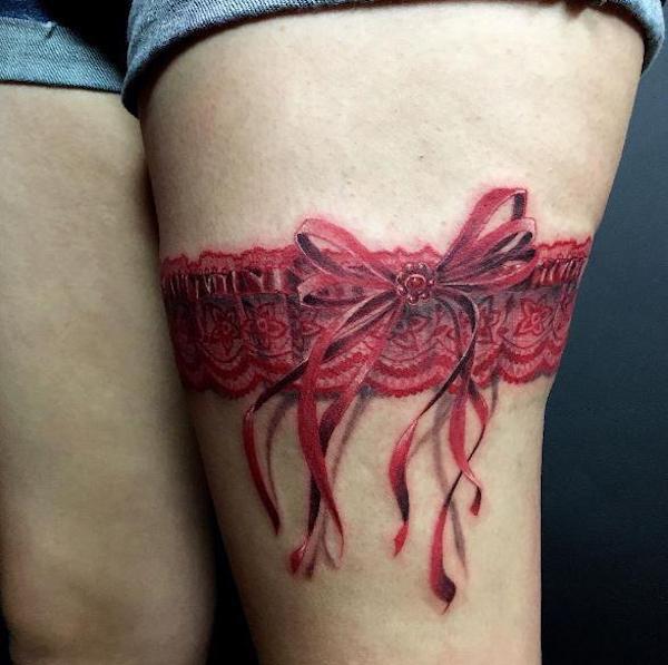 Red lace garter