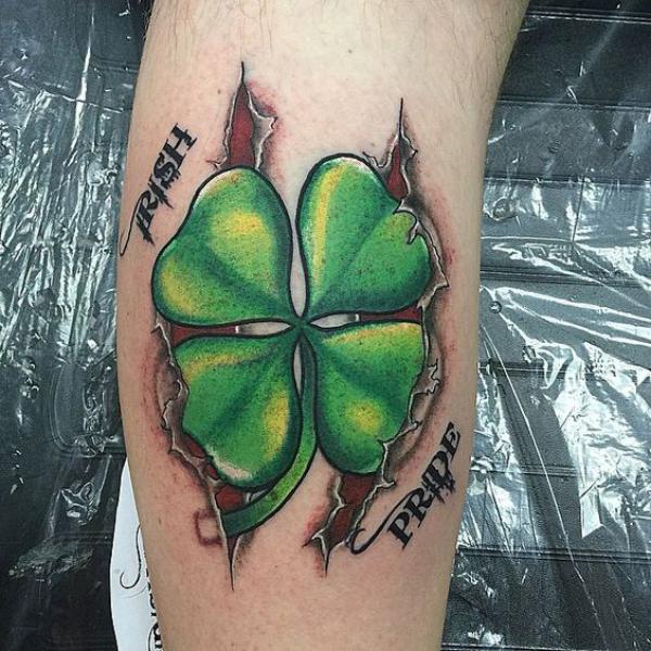 Ripped skin shamrock with words Irish Pride
