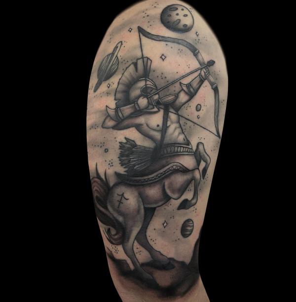 Sagittarius centaur and Jupiter tattoo