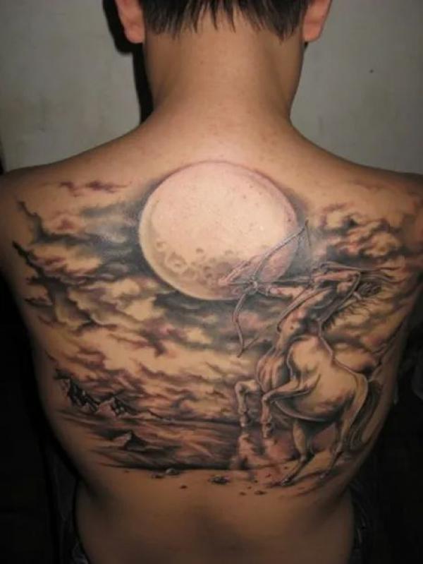 Sagittarius centaur and moon tattoo