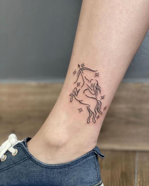 Sagittarius centaur outline tattoo