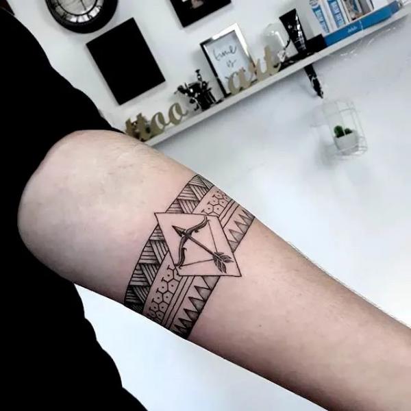 Sagittarius tribal armband tattoo