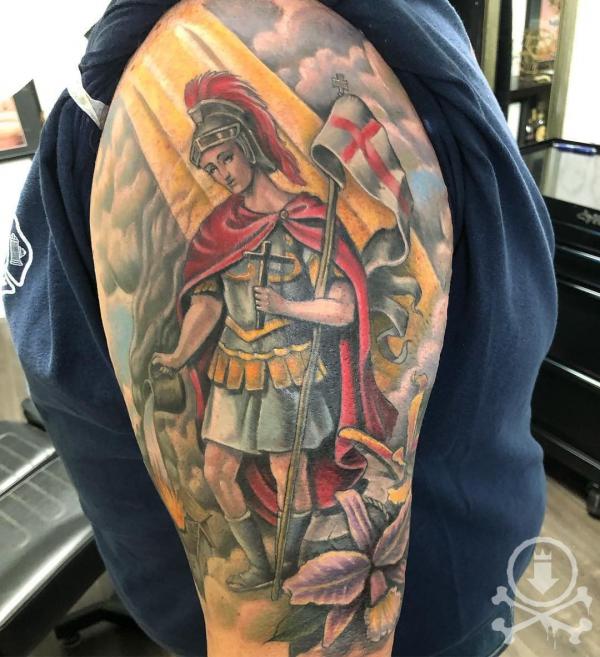 Saint Florian half sleeve tattoo