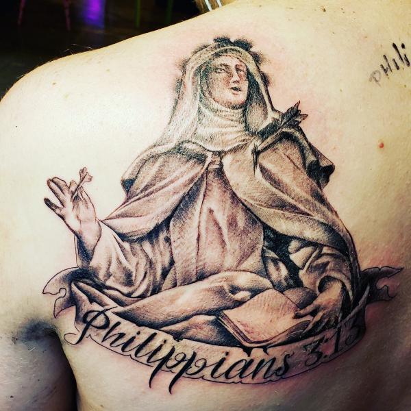 Saint Theresa of Avila back tattoo