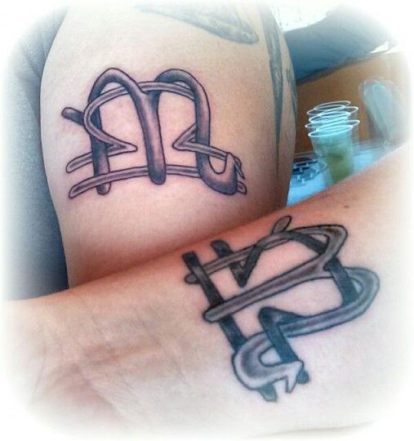 Scorpio and Libra sign tattoo