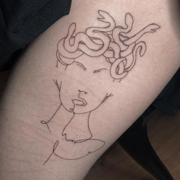 Simple Medusa line work tattoo