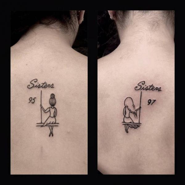Sisters outline tattoos
