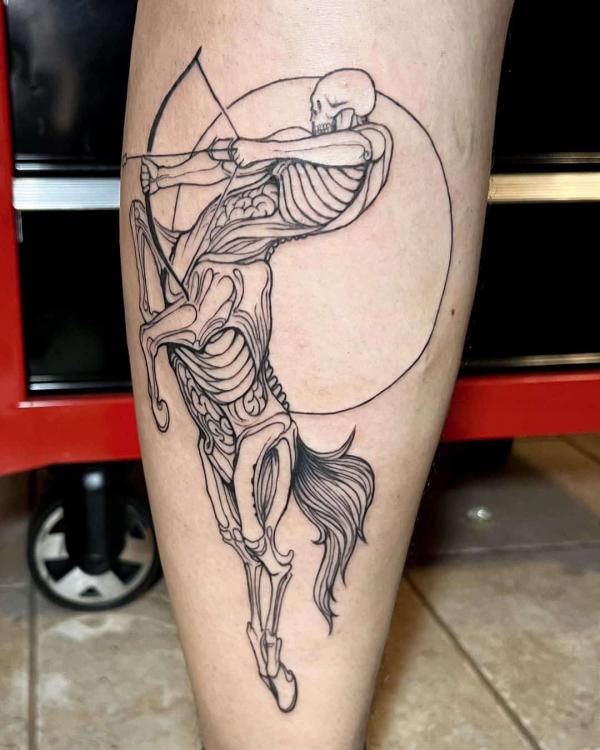 Skeleton Sagittarius centaur tattoo