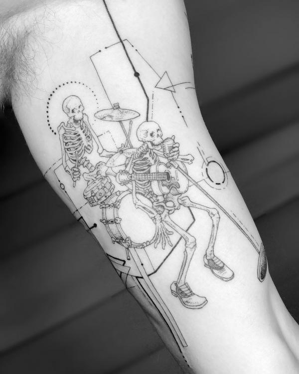 Skeleton band outline tattoo