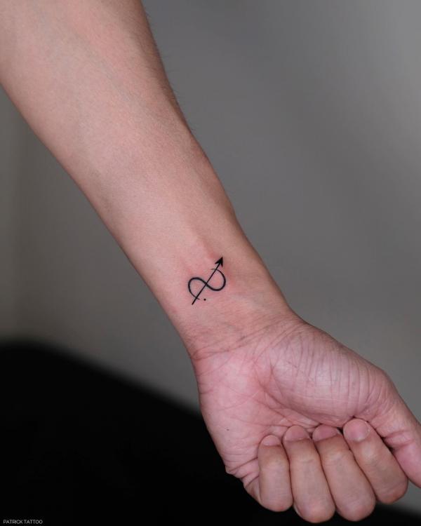 Small Sagittarius wrist tattoo