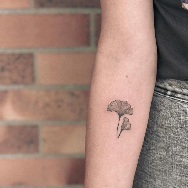 Small ginkgo leaf forearm tattoo