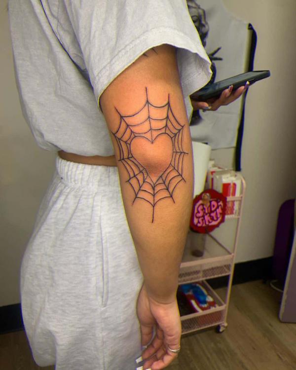 Spider Web Elbow Tattoo 2