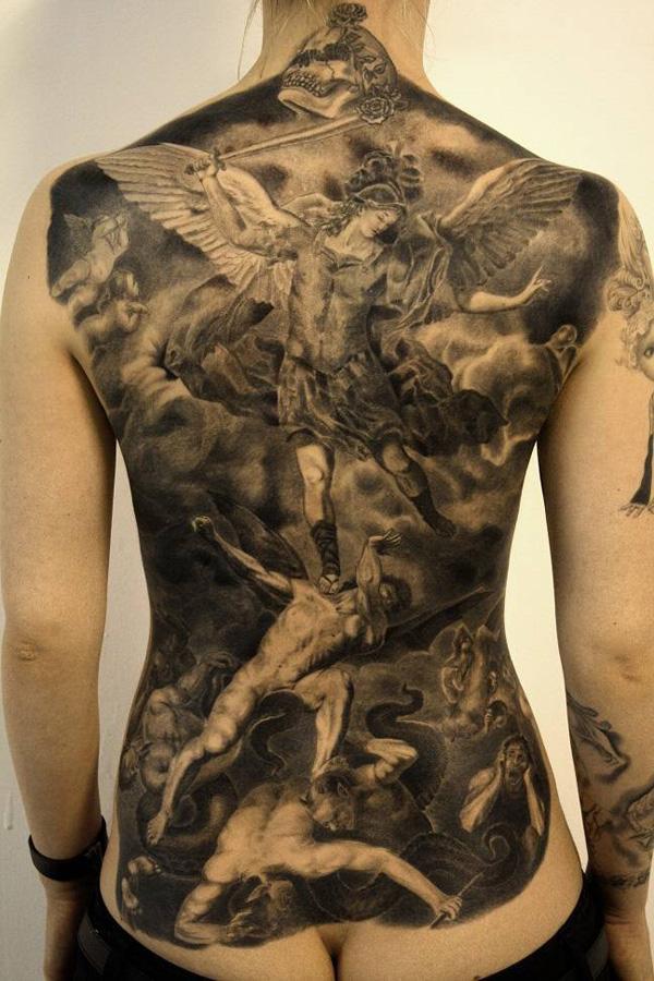The Fall of the Rebel Angels back tattoo