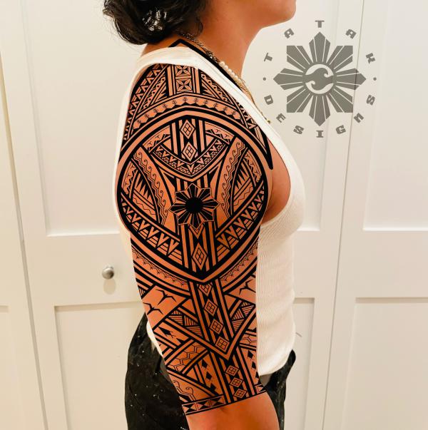 Tribal half sleeve tattoo for women