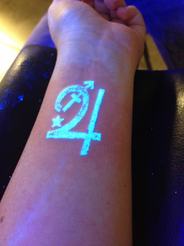 UV light Sagittarius and Jupiter glyph tattoo