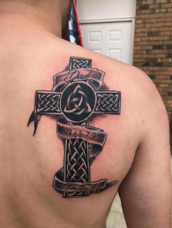 celtic cross with trinity knot tattoo for Dad