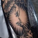 creation of adam with dove and rose christian tattoo