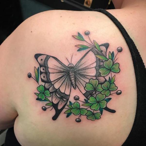 shamrock and butterfly tattoo