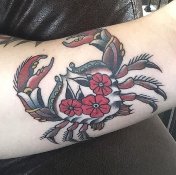 American traditional Zodiac cancer crab tattoo