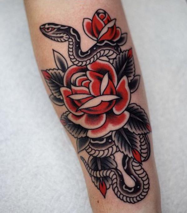 70 Rose and Snake Tattoo Designs with Meaning | Art and Design