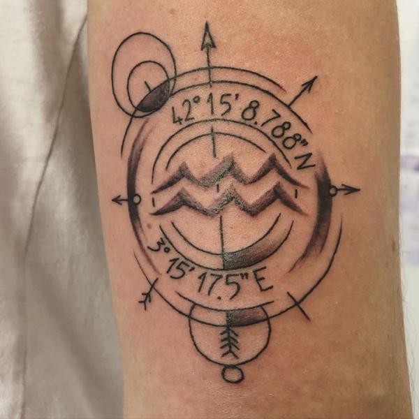 Aquarius and sagittarius with coordinates tattoo