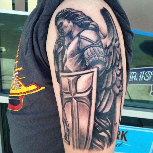 Arch angel warrior half sleeve tattoo