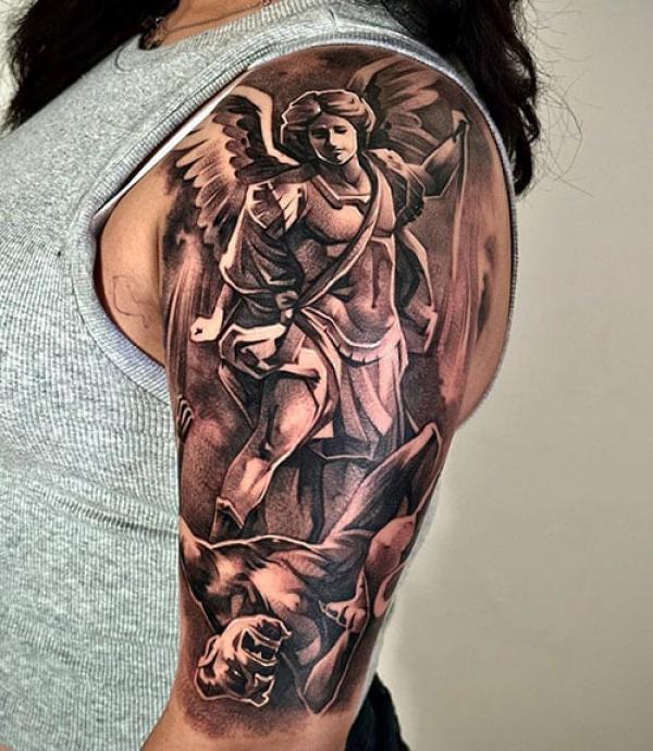 Archangel Slaying The Devil Tattoo