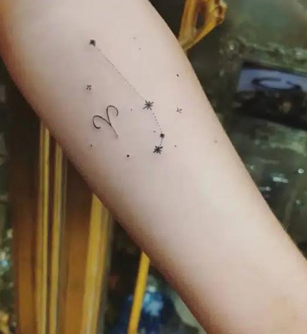 Aries glyph and constellation tattoo
