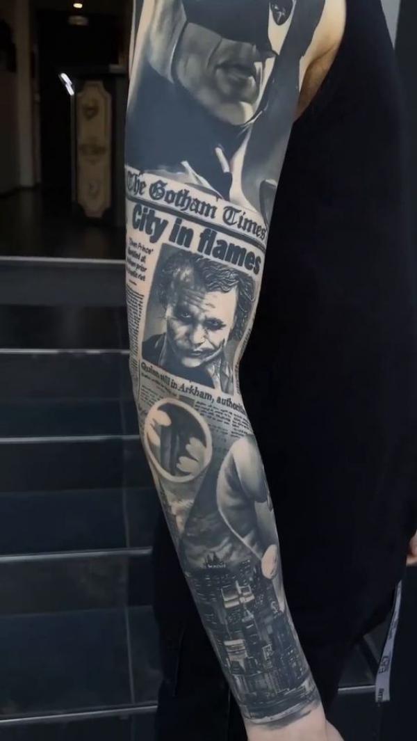 Batman and Joker full sleeve tattoo