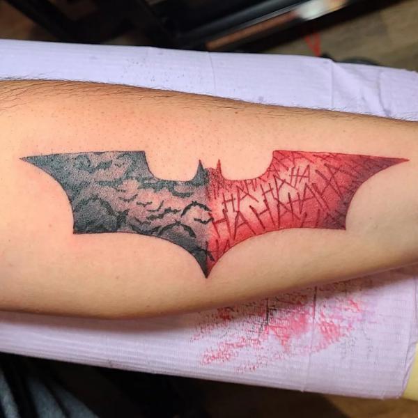 Batman joker tattoo forearm