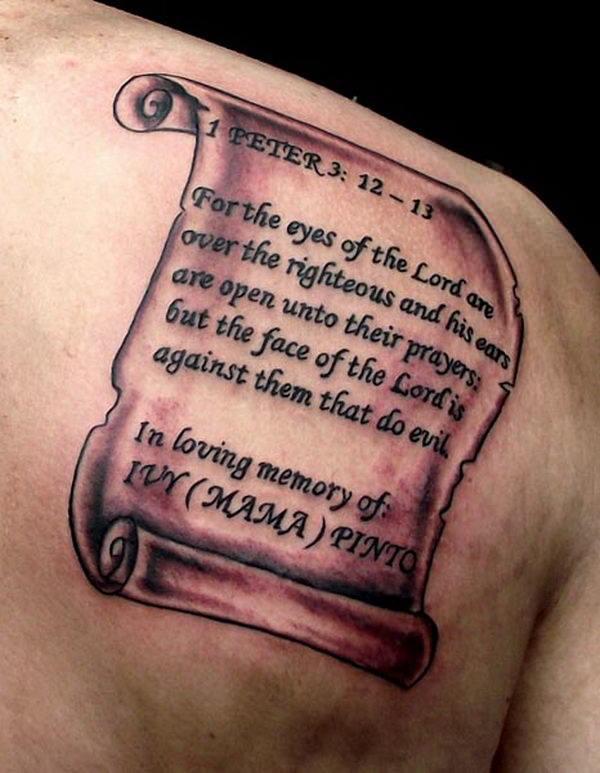 Bible verse 1 Peter 3 12 13 tattoo