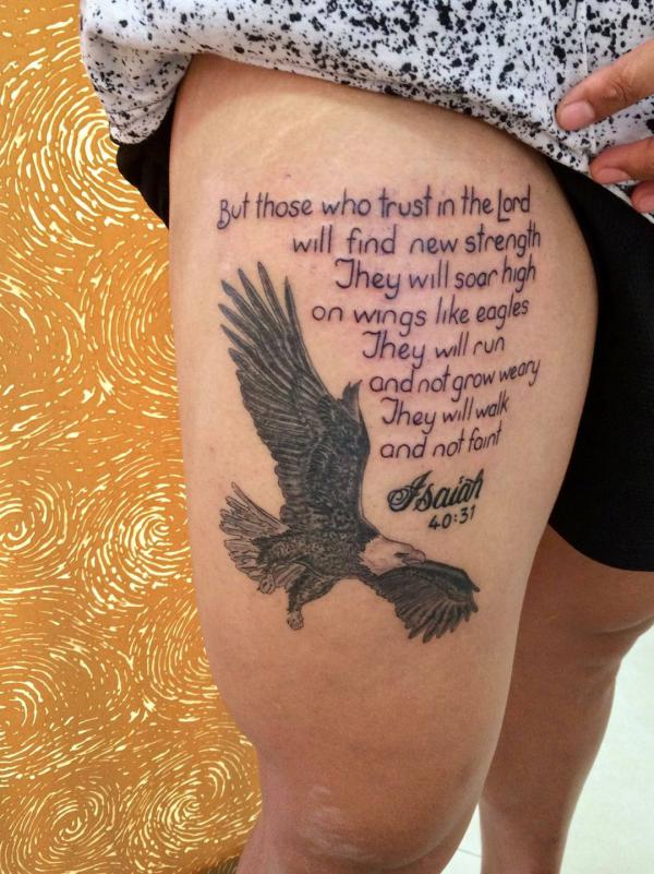 Bible verse Isaiah 40 31 with eagle tattoo