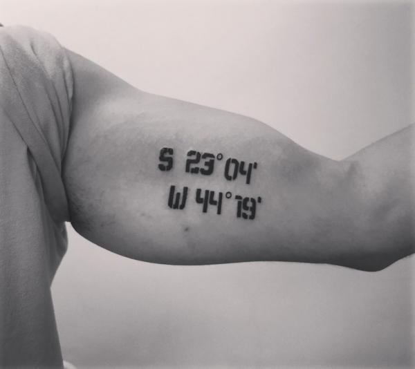 Bicep coordinates tattoo 1