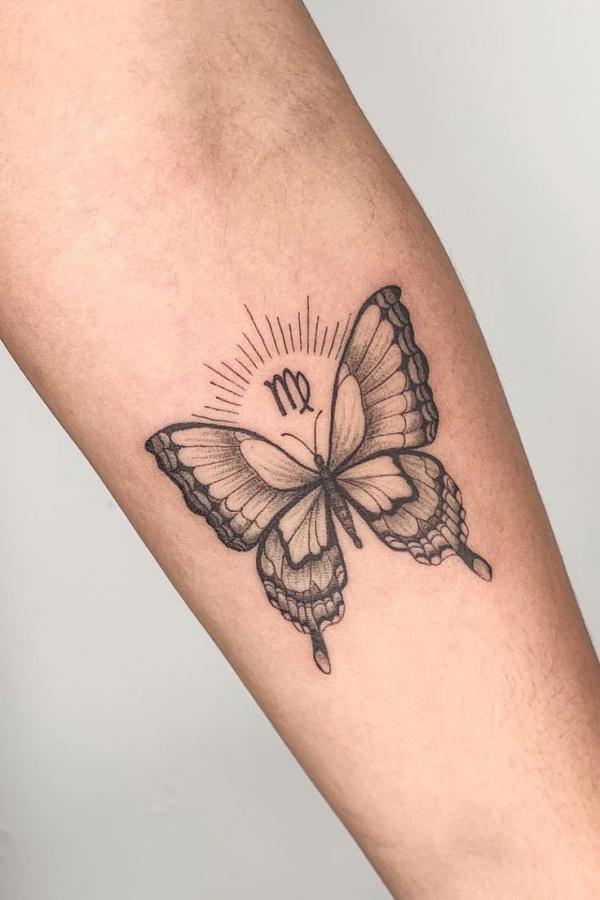 Butterfly and Virgo tattoo
