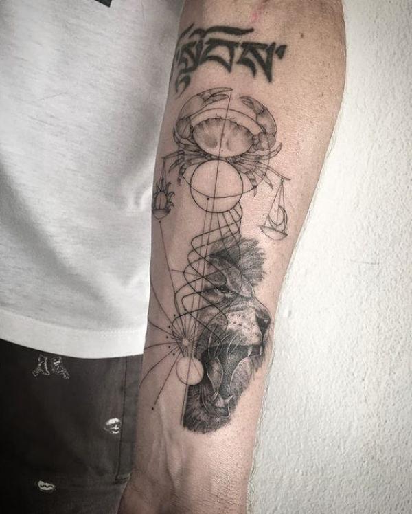 Cancer Libra and Leo tattoo