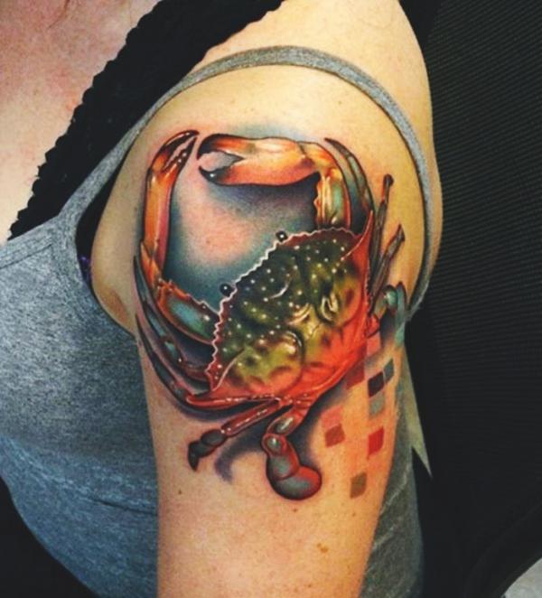 Cancer Zodiac shoulder tattoo