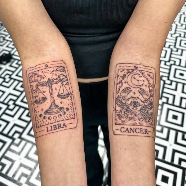 Cancer and libra tattoo