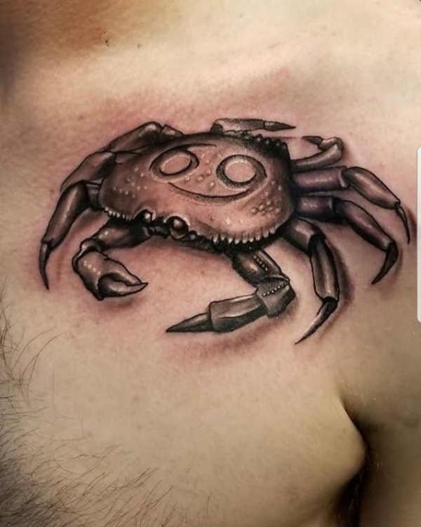 Cancer crab chest tattoo