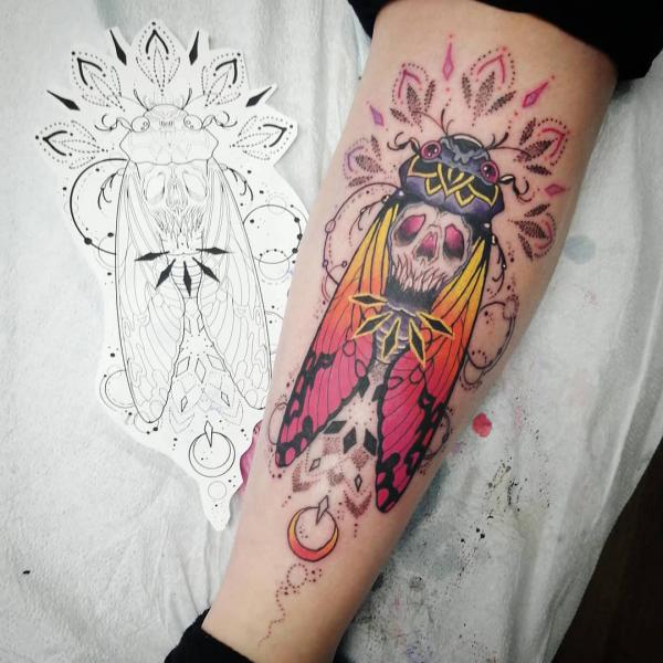 Cicada skull tattoo