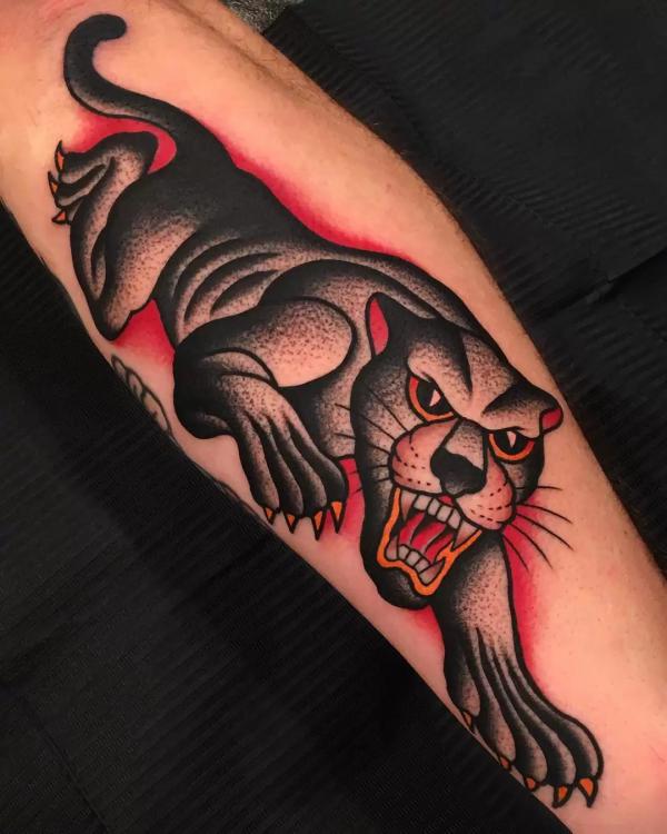 Crawling Panther tattoo forearm