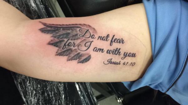 Do not fear for I am with you isaiah 41 10 with wing tattoo