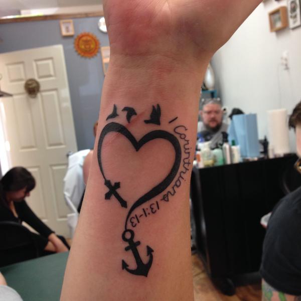 Faith Hope and Love 1 corinthians 13 13 heart anchor tattoo