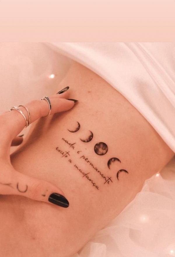 Feminine moon phases tattoo with quote f