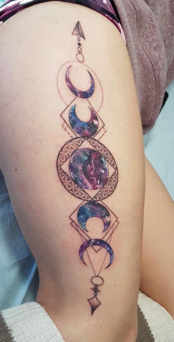 Flower of life Moon phases tattoo