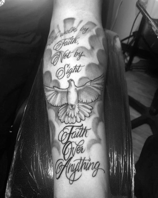 For we walk by faith not by sight with dove 2 corinthians 5 7 tattoo
