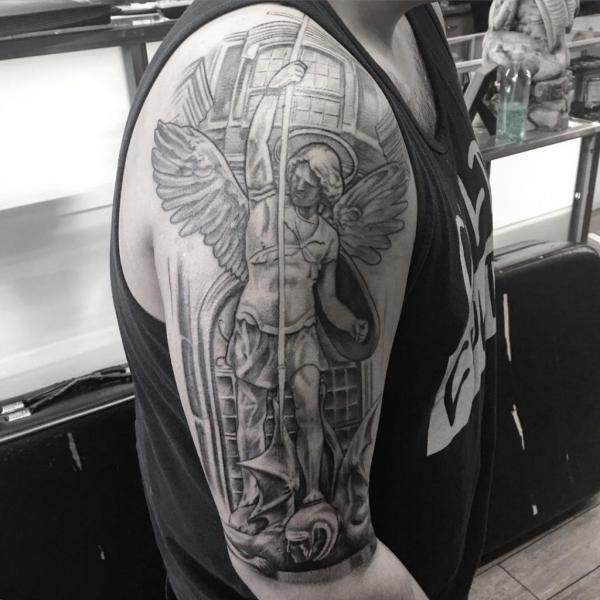Geyscale st michael slaying the devil tattoo