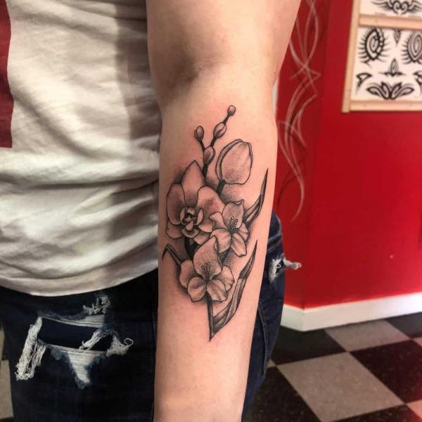 Gladiolus Flower Forearm Tattoo